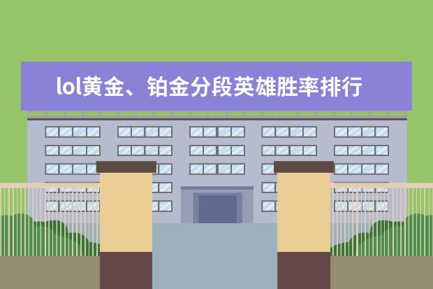 lol黄金、铂金分段英雄胜率排行榜 全球游戏收入排行榜