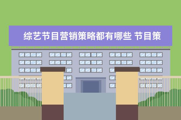 综艺节目营销策略都有哪些 节目策划方案怎么写