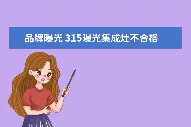 品牌曝光 315曝光集成灶不合格的品牌