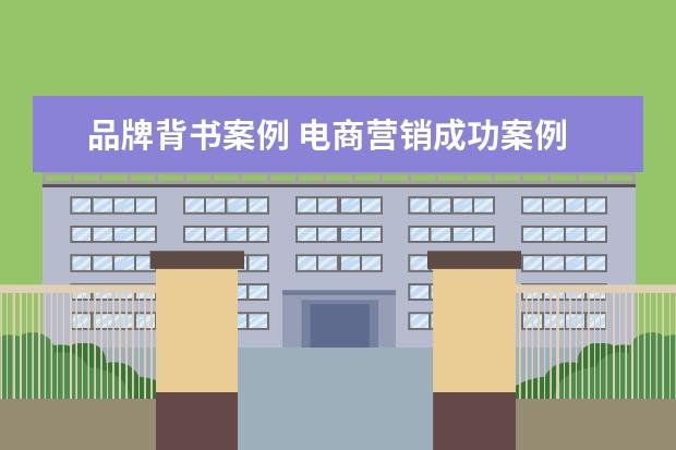 品牌背书案例 电商营销成功案例