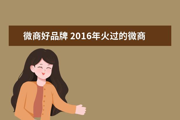 微商好品牌 2016年火过的微商品牌大盘点