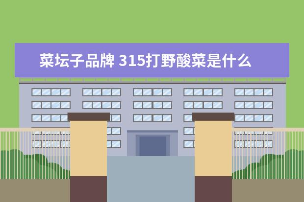 菜坛子品牌 315打野酸菜是什么牌子