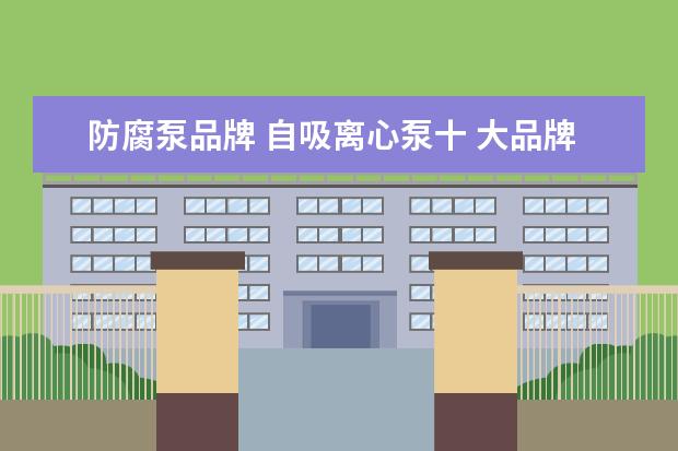 防腐泵品牌 自吸离心泵十 大品牌?