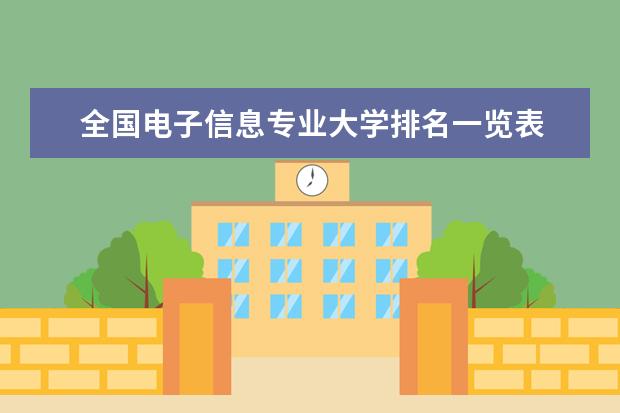全国电子信息专业大学排名一览表 通讯工程专业大学排行榜