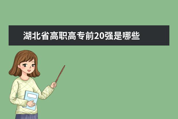 湖北省高职高专前20强是哪些