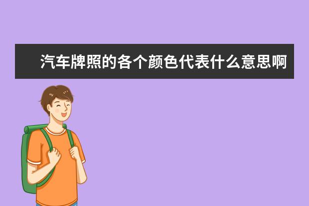 汽车牌照的各个颜色代表什么意思啊