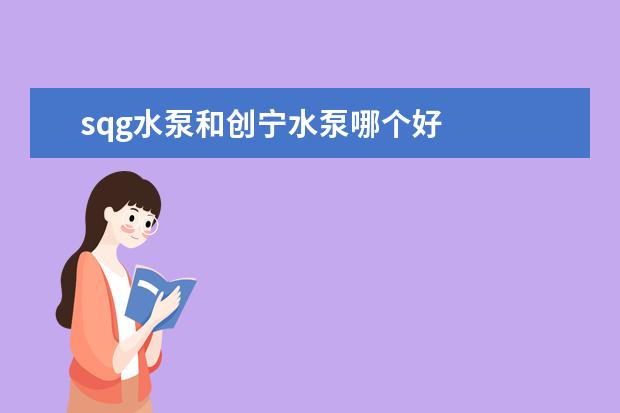 sqg水泵和创宁水泵哪个好