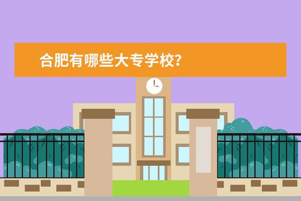 合肥有哪些大专学校？