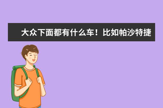大众下面都有什么车！比如帕沙特捷达速腾迈腾