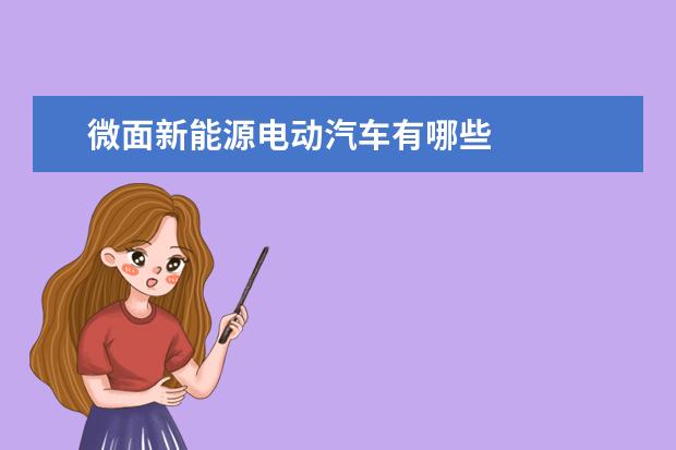 微面新能源电动汽车有哪些