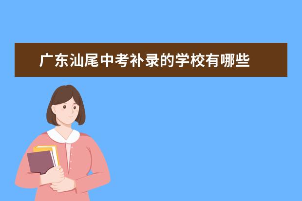 广东汕尾中考补录的学校有哪些